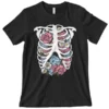Wicked Clothes Bones Floral Rib Cage Shirt