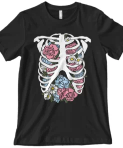 Wicked Clothes Bones Floral Rib Cage Shirt