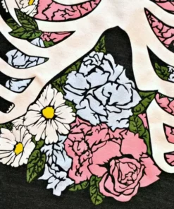 Wicked Clothes Bones Floral Rib Cage Shirt