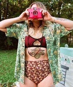 Wicked Clothes Button-Ups Floral Bats Button-Up Shirt