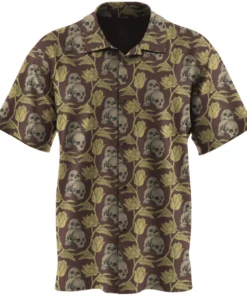 Wicked Clothes 'Ornate Skulls' Button-Up Shirt New