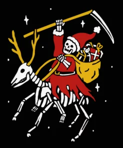 Wicked Clothes Santa Reaper Shirt Bones