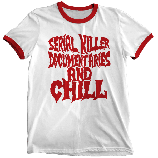 Wicked Clothes 'Serial Killer Documentaries' Ringer Shirt BESTSELLERS 4 Wicked Clothes 'Serial Killer Documentaries' Ringer Shirt BESTSELLERS