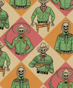 Wicked Clothes Skeleton Cowboys Button-Up Shirt