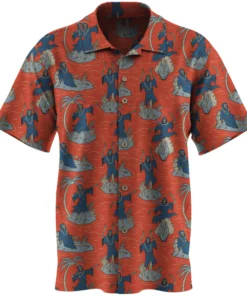 Wicked Clothes 'Surfing Skeleton' Button-Up Shirt